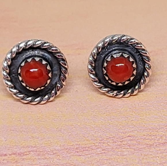 NWOT Jewelry - Coral and Sterling Shadowbox Earrings